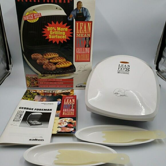 George Foreman Family Size Plus Grill with Cookbook GR26CB EXTRA LARGE XL White - Picture 1 of 16
